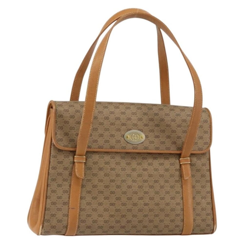 Authentic GUCCI Micro GG Supreme Shoulder Bag PVC Beige Gold 000 46 4857